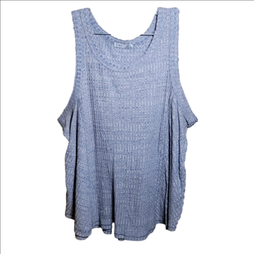 DEX large lightweight sleeveless waffled texture luxuriously soft blue/grey